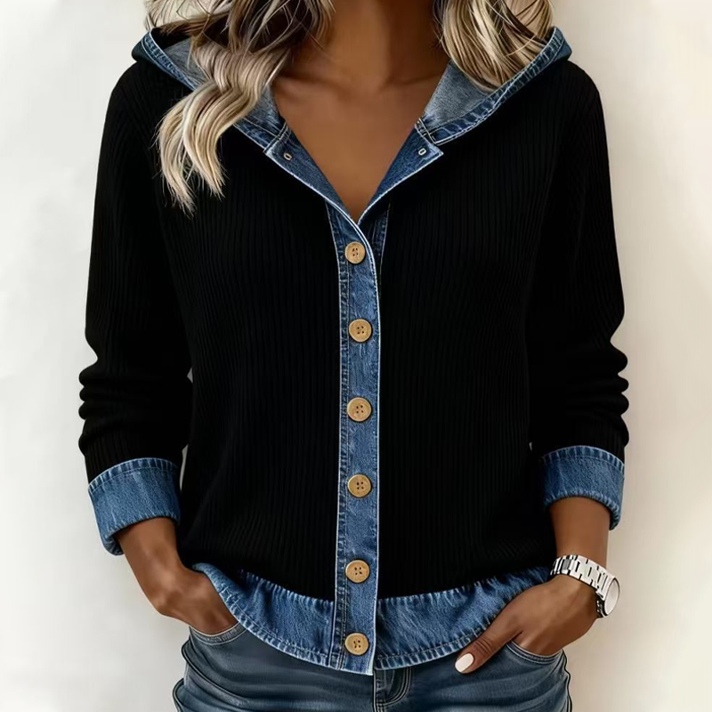 ⏰Last Day Sale 55% Off💃 Women's Denim Patchwork Hooded Jacket