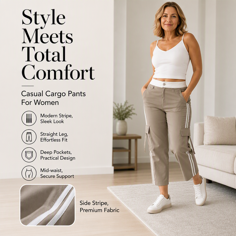 Women's Sporty Side Stripe Capri Cargo Pants