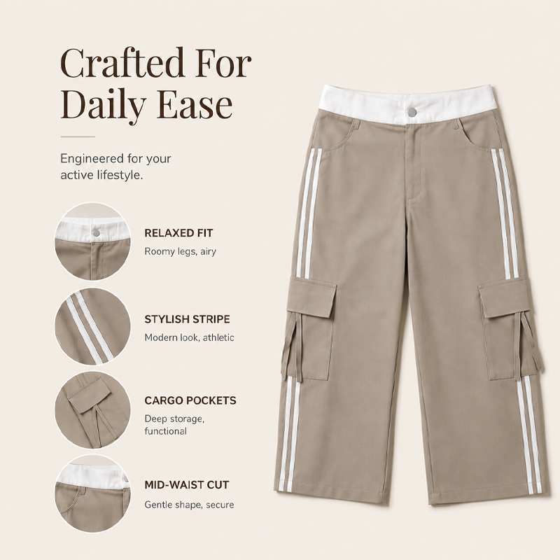 Women's Sporty Side Stripe Capri Cargo Pants