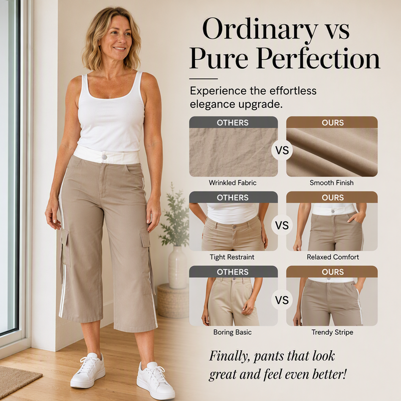 Women's Sporty Side Stripe Capri Cargo Pants