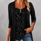 Women's Sequin Patchwork Mock Two-Piece Top
