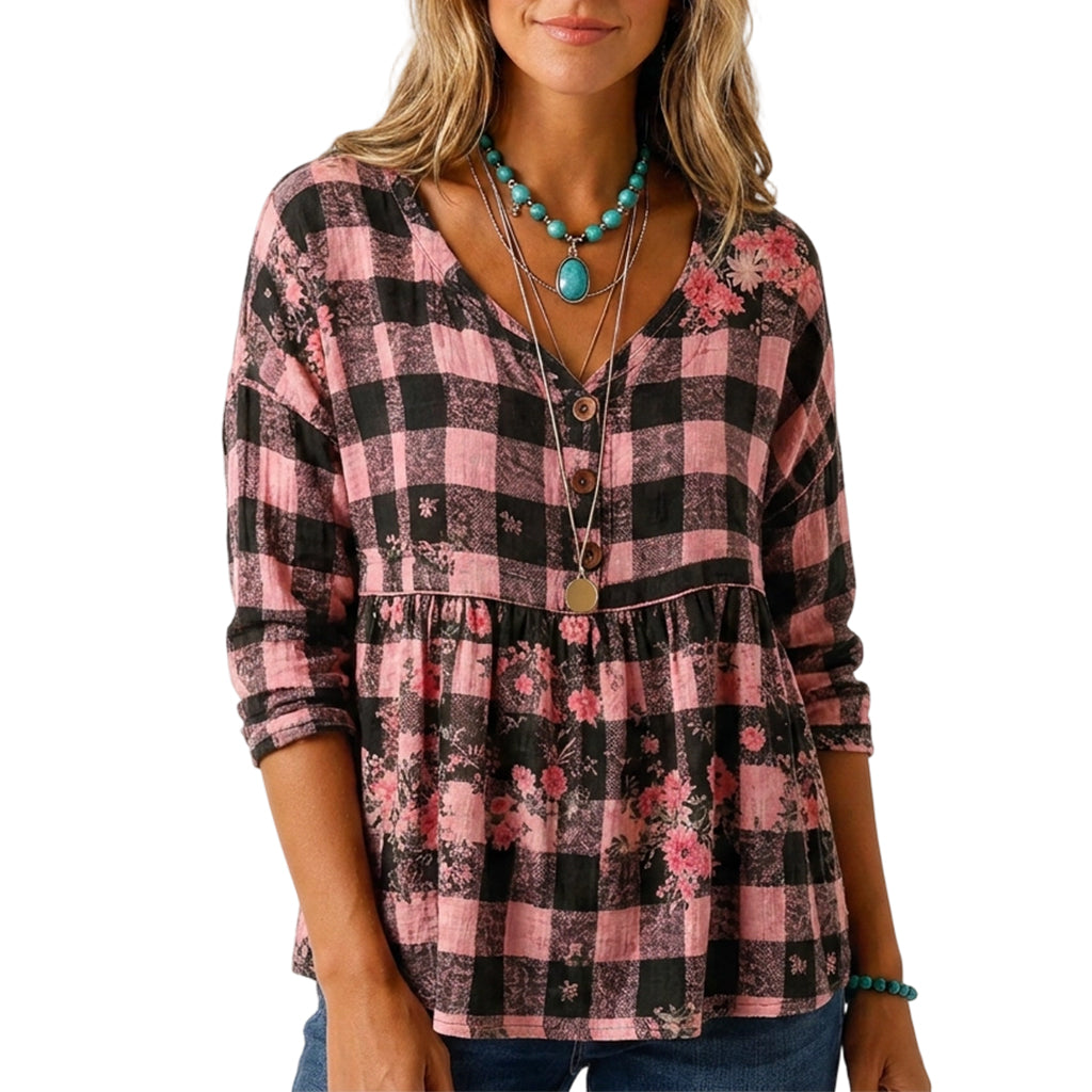 Women's Loose Fit V-Neck Casual Blouse