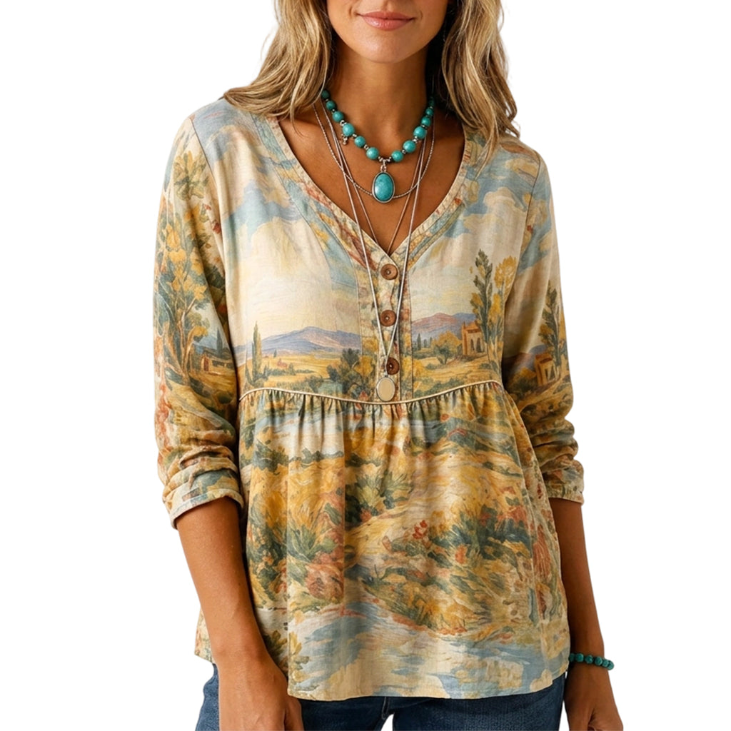 Women's Loose Fit V-Neck Casual Blouse