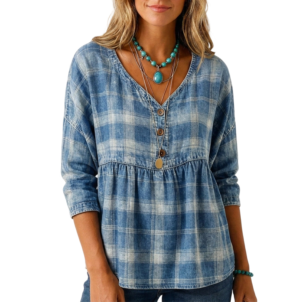 Women's Loose Fit V-Neck Casual Blouse