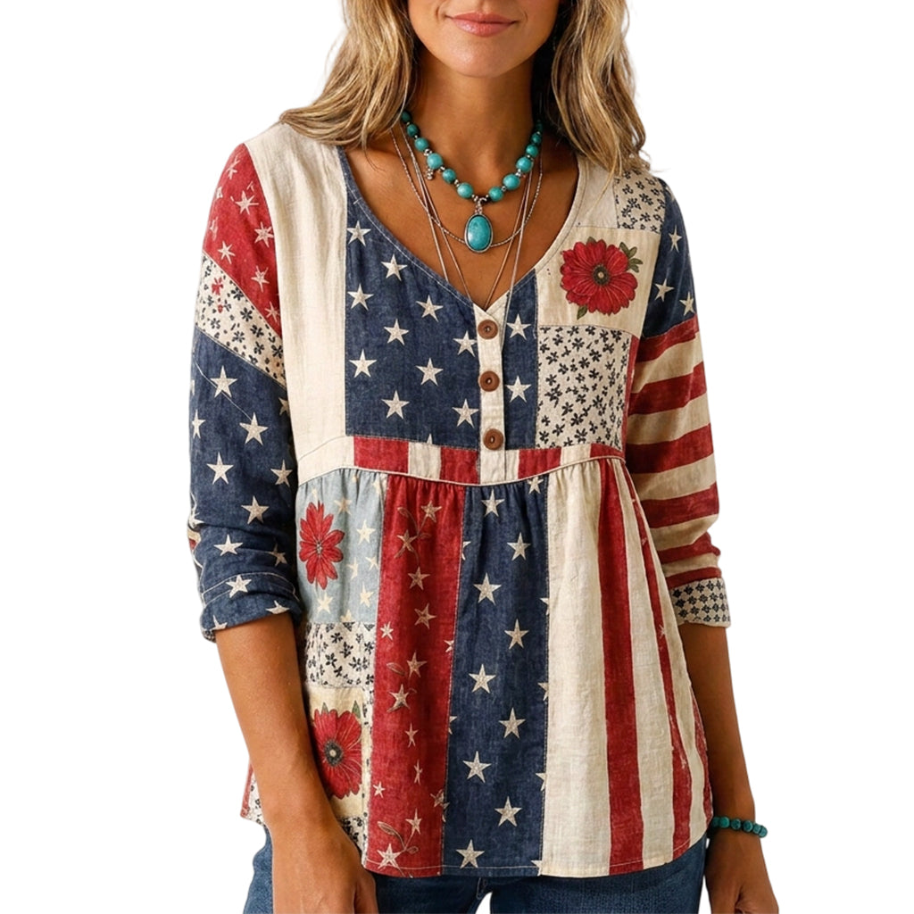 Women's Loose Fit V-Neck Casual Blouse
