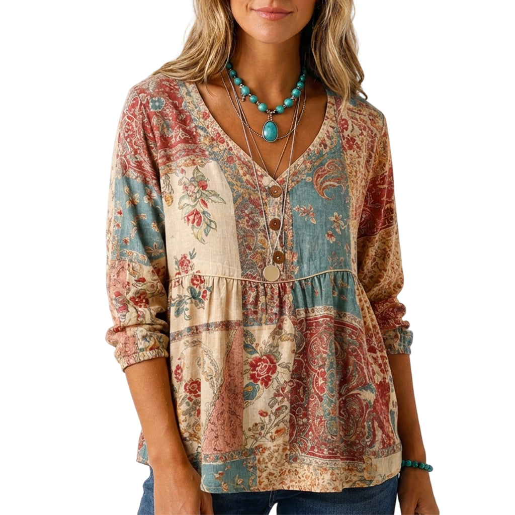 Women's Loose Fit V-Neck Casual Blouse