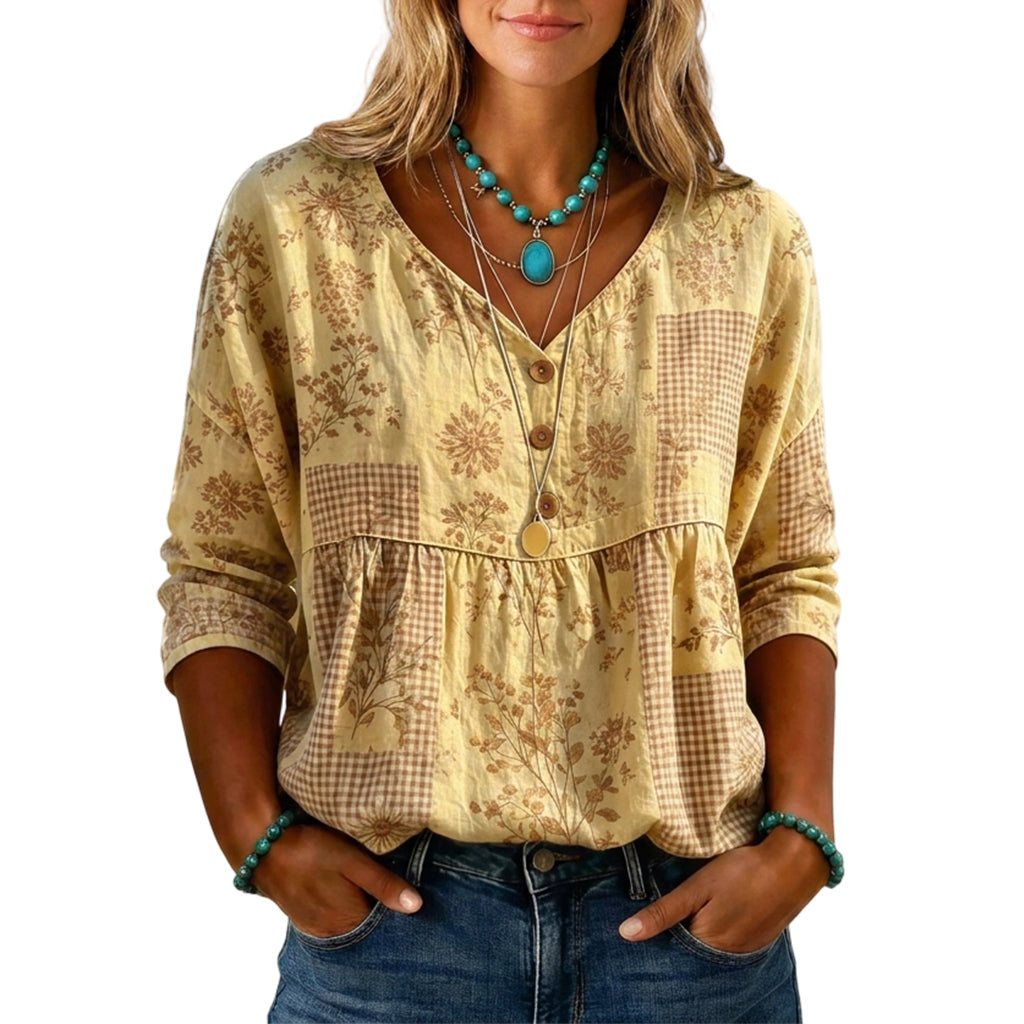 Women's Loose Fit V-Neck Casual Blouse