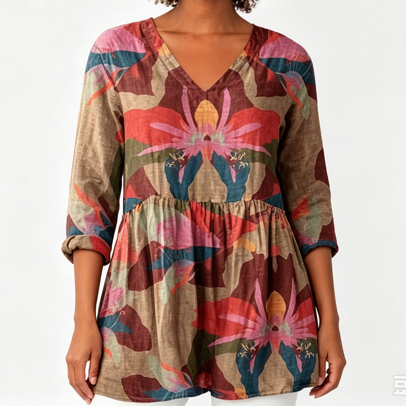 Women's Loose Digital Print Round Neck T-Shirt Short Sleeve Casual Top