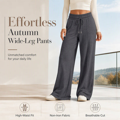 Women's Casual Wide-Leg Pants with Drawstring Elastic