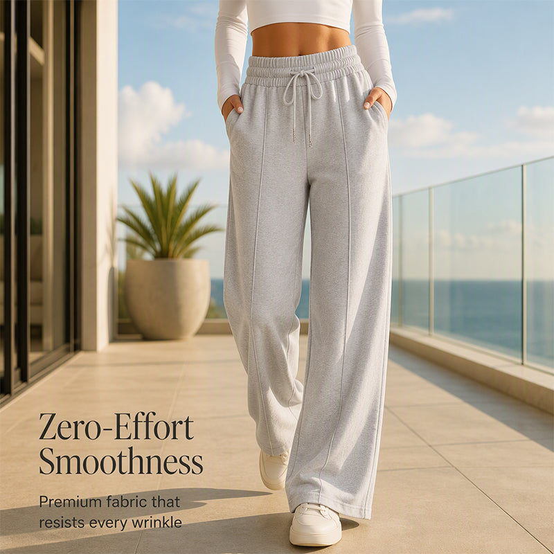Women's Casual Wide-Leg Pants with Drawstring Elastic