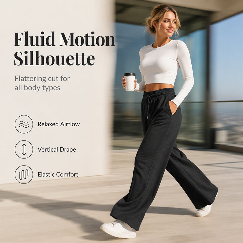 Women's Casual Wide-Leg Pants with Drawstring Elastic