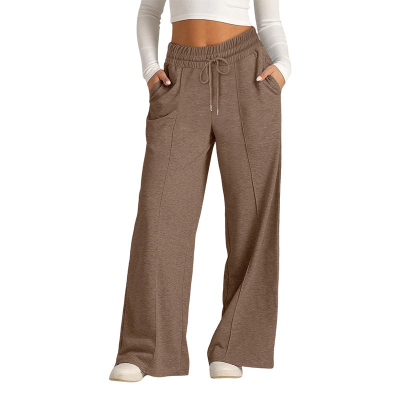 Women's Casual Wide-Leg Pants with Drawstring Elastic