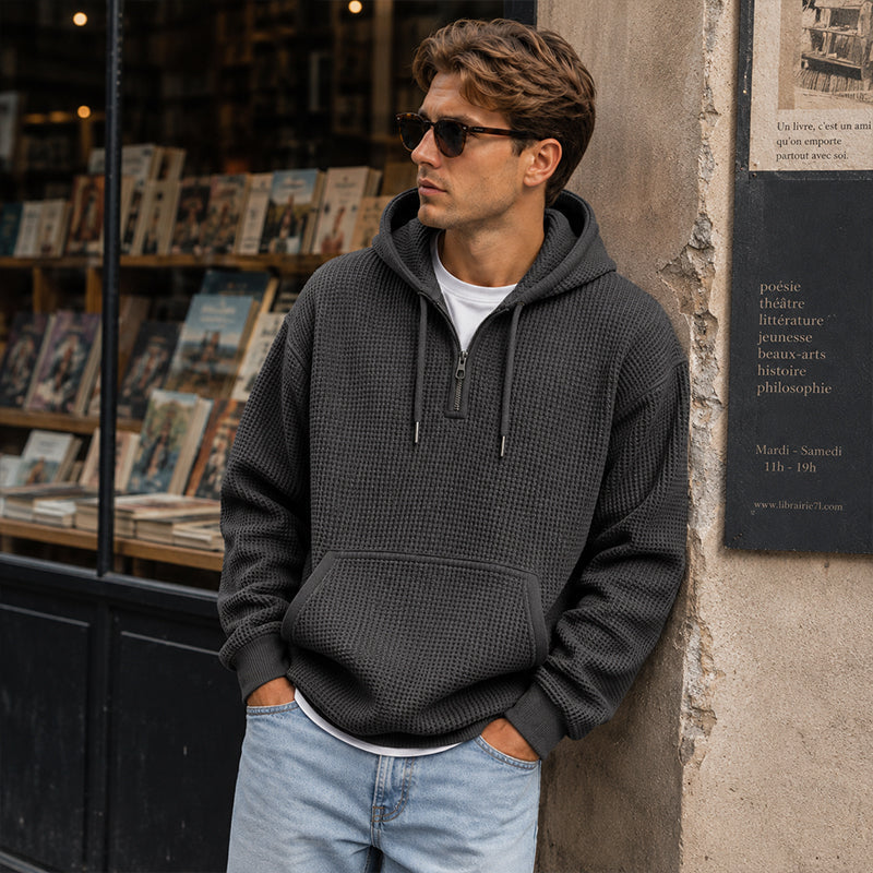 ⏰️LIMITED-TIME 50% OFF & FREE SHIPPING! ✨Men's Knit Quarter-Zip Hoodie Sweatshirt