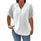 Women's Casual V-Neck Short Sleeve Textured Crinkle Top