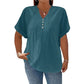 Women's Casual V-Neck Short Sleeve Textured Crinkle Top