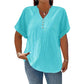 Women's Casual V-Neck Short Sleeve Textured Crinkle Top