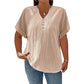 Women's Casual V-Neck Short Sleeve Textured Crinkle Top