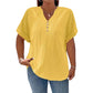 Women's Casual V-Neck Short Sleeve Textured Crinkle Top