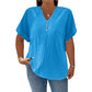 Women's Casual V-Neck Short Sleeve Textured Crinkle Top