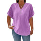 Women's Casual V-Neck Short Sleeve Textured Crinkle Top