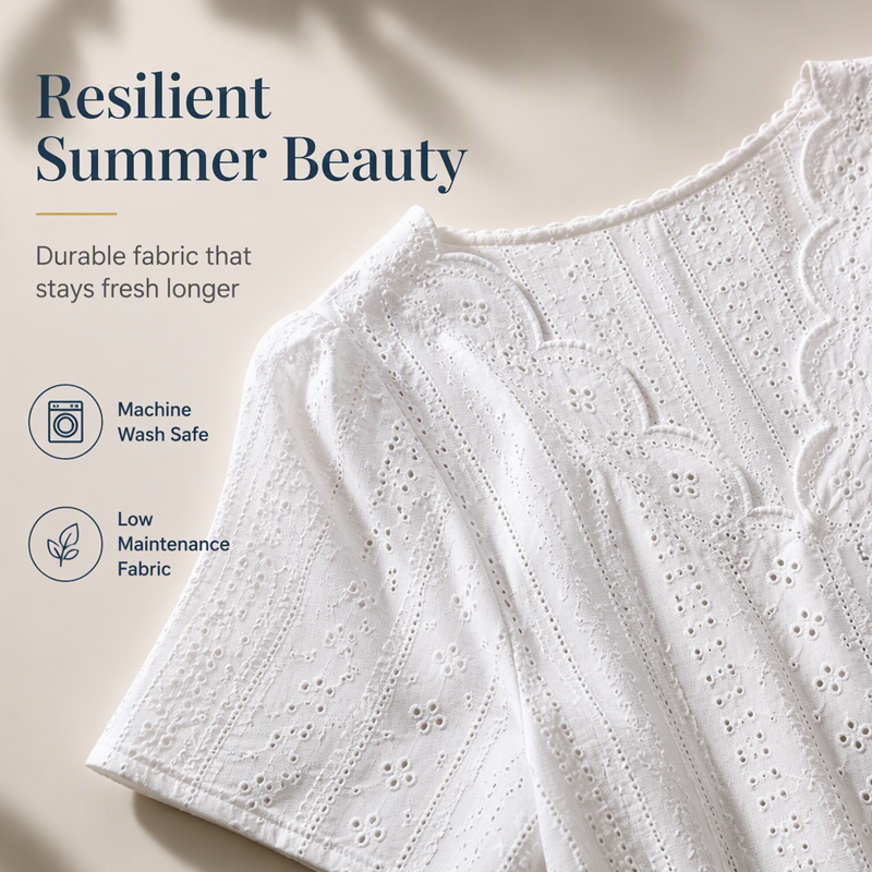 Breathable Jacquard V-Neck Top