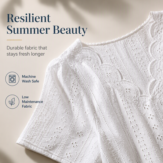 Breathable Jacquard V-Neck Top
