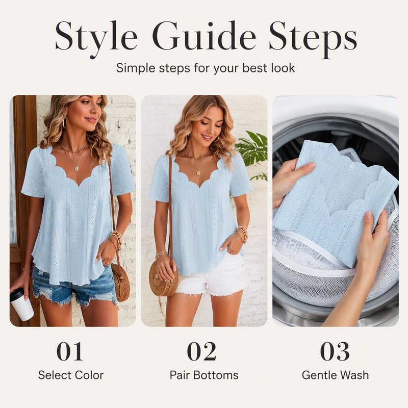 Breathable Jacquard V-Neck Top