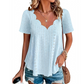 Breathable Jacquard V-Neck Top