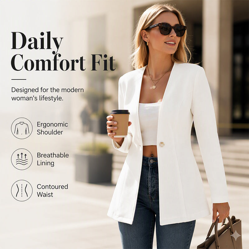 Women's V-Neck Single-Button Blazer