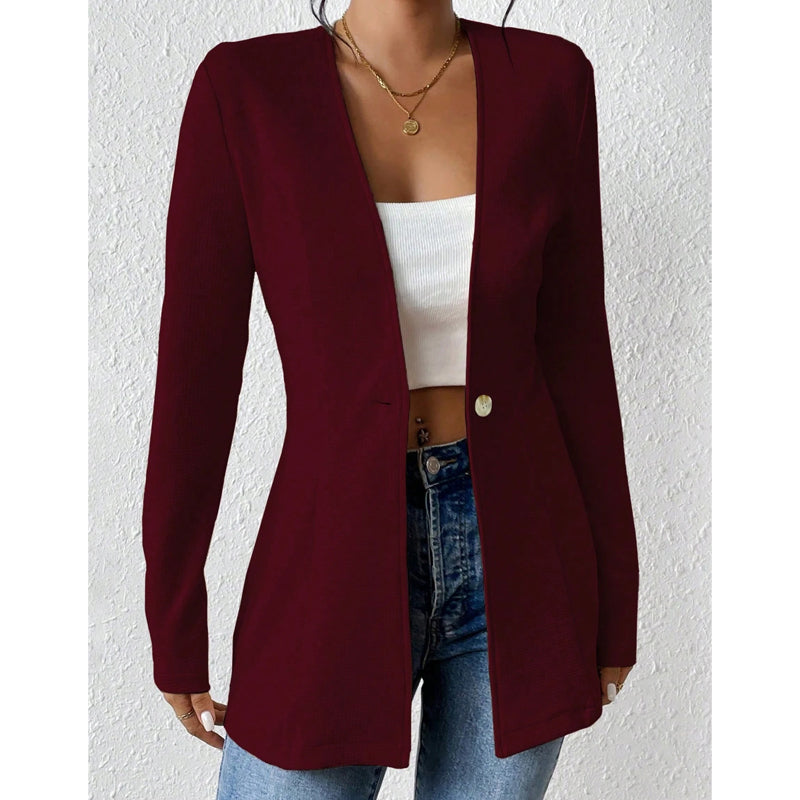Women's V-Neck Single-Button Blazer