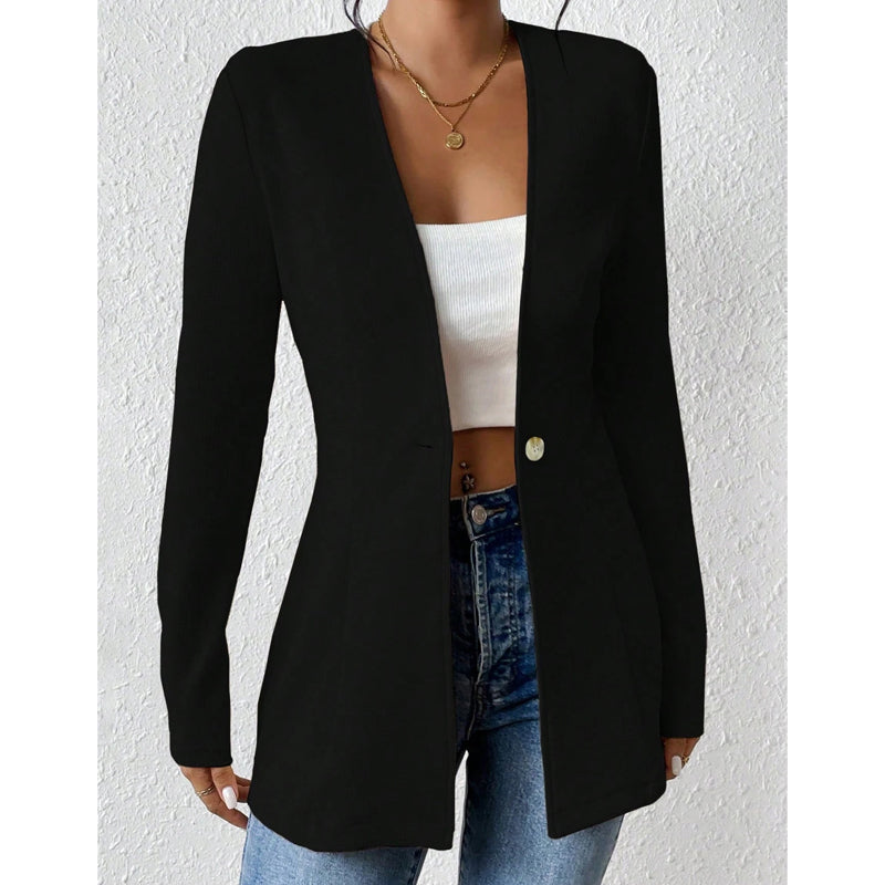Women's V-Neck Single-Button Blazer