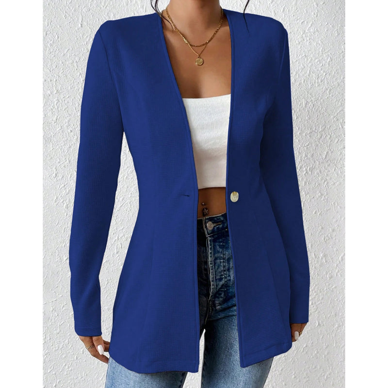 Women's V-Neck Single-Button Blazer