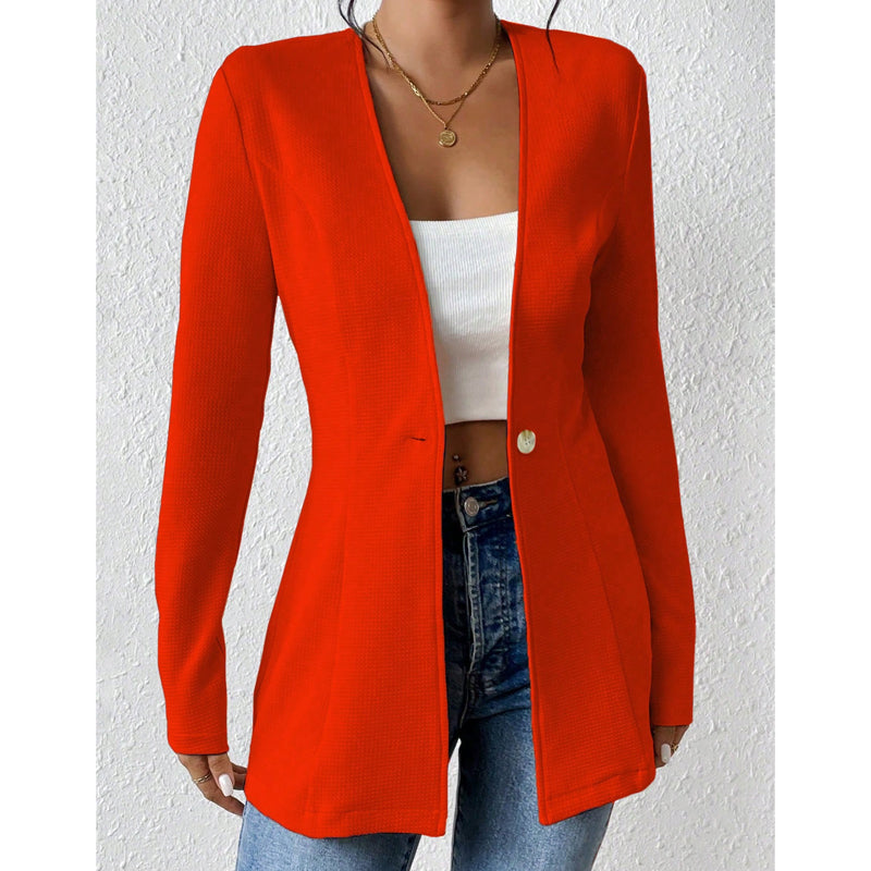 Women's V-Neck Single-Button Blazer