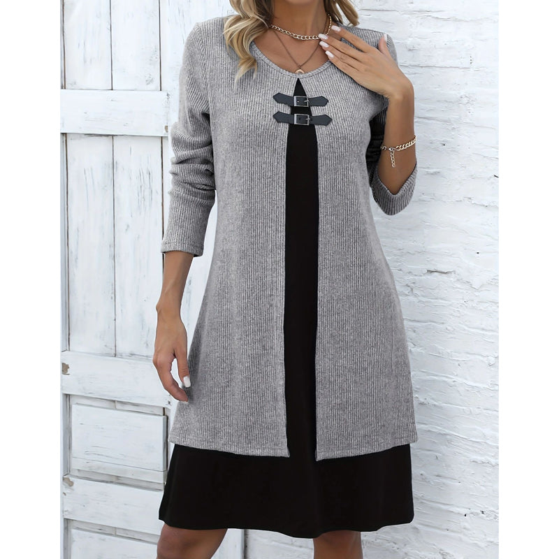 Women's Casual Ribbed Knit Long Sleeve Dress