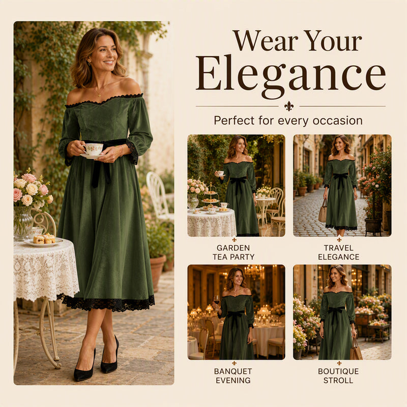 Women's Off-Shoulder Velvet Midi Dress