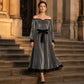 Women's Off-Shoulder Velvet Midi Dress