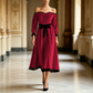 Women's Off-Shoulder Velvet Midi Dress