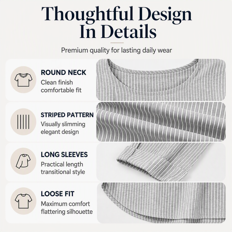 Women's Casual Striped Long Sleeve Top