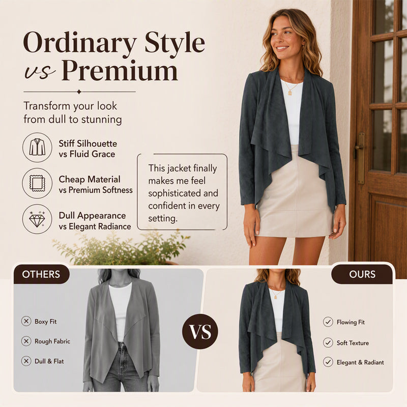 Women's Faux Suede Draped Cardigan