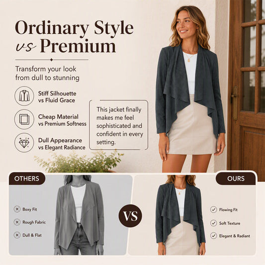 Women's Faux Suede Draped Cardigan