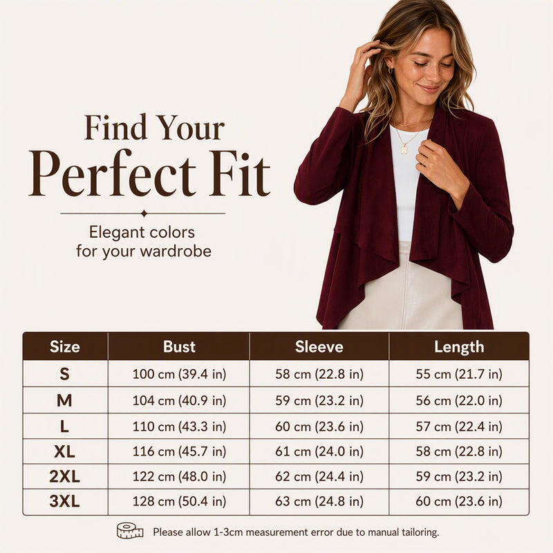 Women's Faux Suede Draped Cardigan