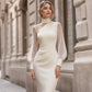 Women's Mock Neck Mesh Bodycon Dress