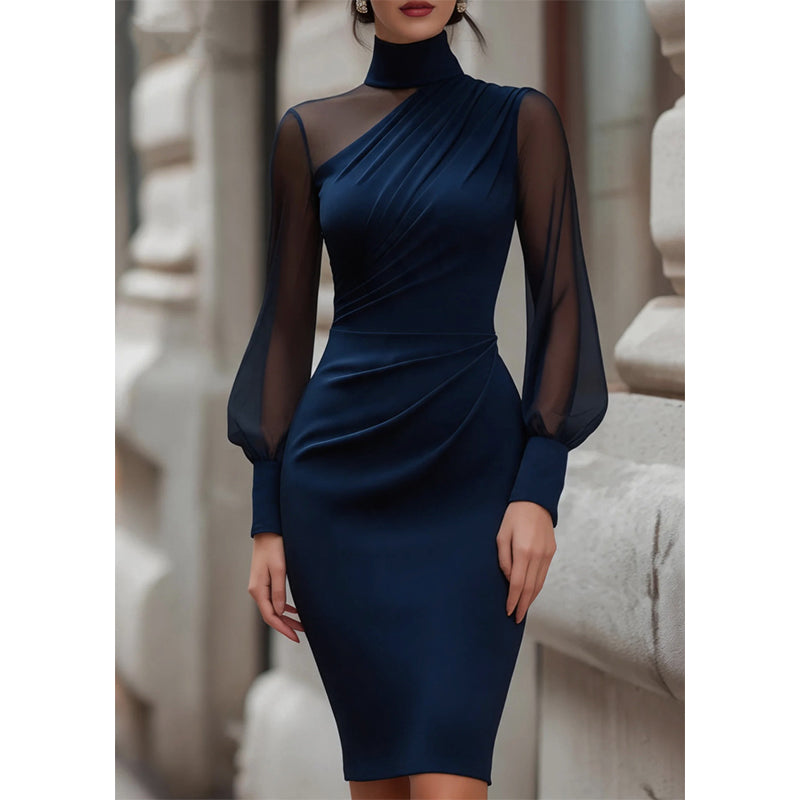Women's Mock Neck Mesh Bodycon Dress