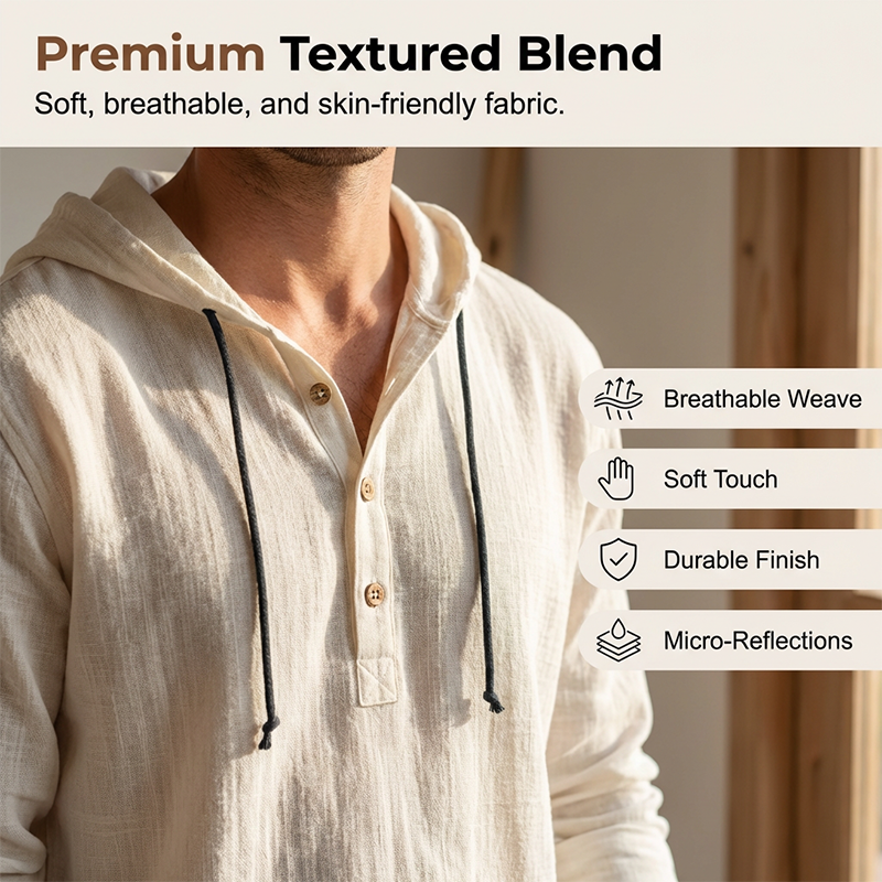Men's Casual Long Sleeve Breathable Hooded Shirt