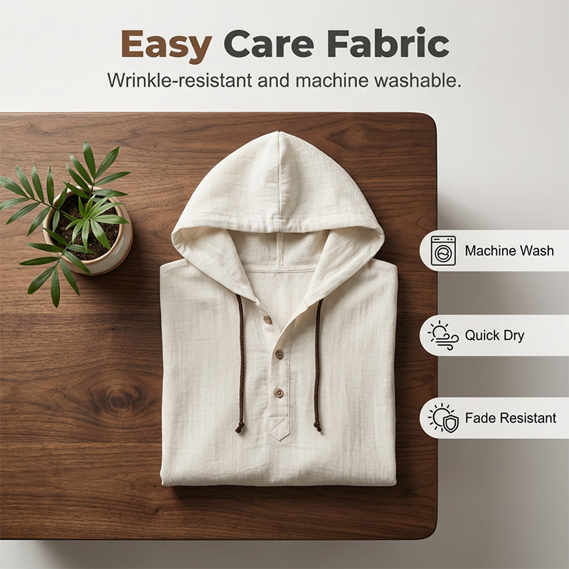 Men's Casual Long Sleeve Breathable Hooded Shirt