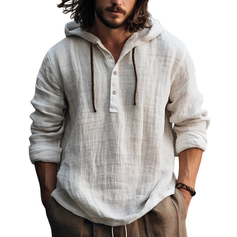 Men's Casual Long Sleeve Breathable Hooded Shirt