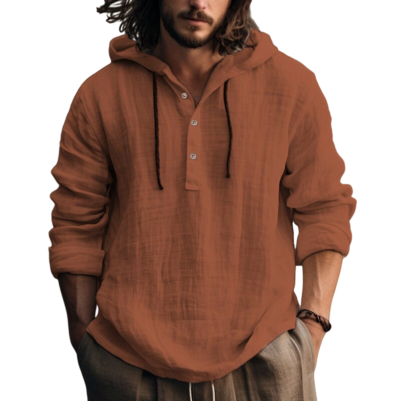 Men's Casual Long Sleeve Breathable Hooded Shirt
