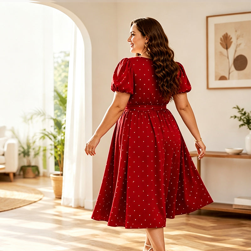 Women's Plus Size Polka Dot Dress 