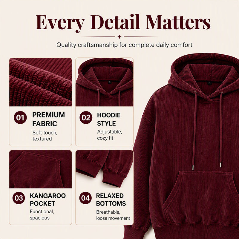 Women's Corduroy Hooded Sweatshirt with Pockets