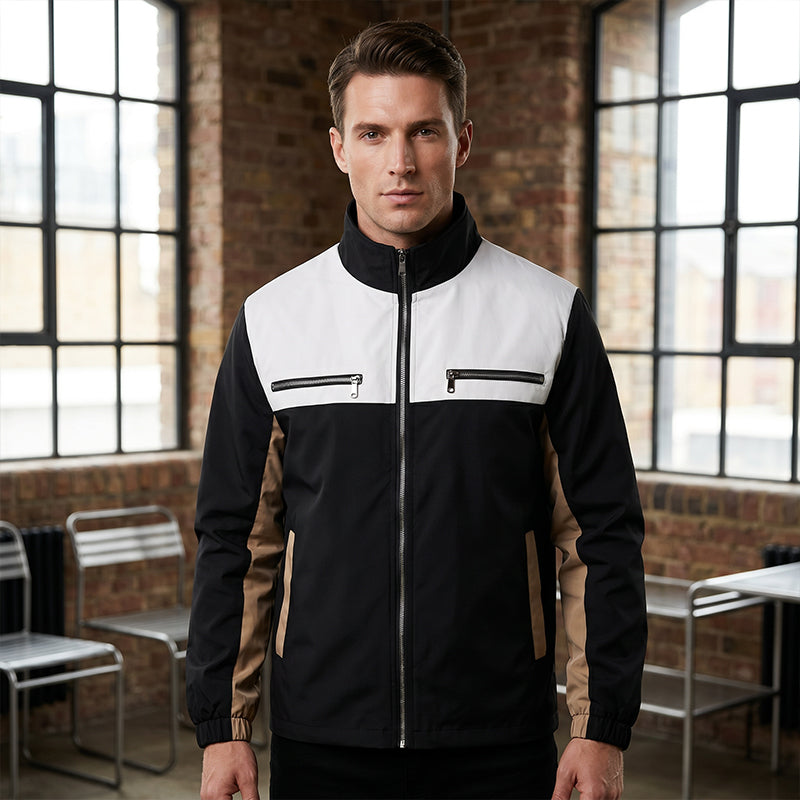 Men's Color Block Stand Collar Jacket